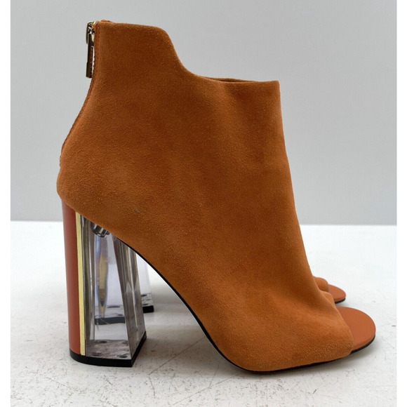 Calvin Klein Lulah Open Toe Bootie Style Zipper 4" Clear Block Heels 34E5331 - Picture 6 of 16